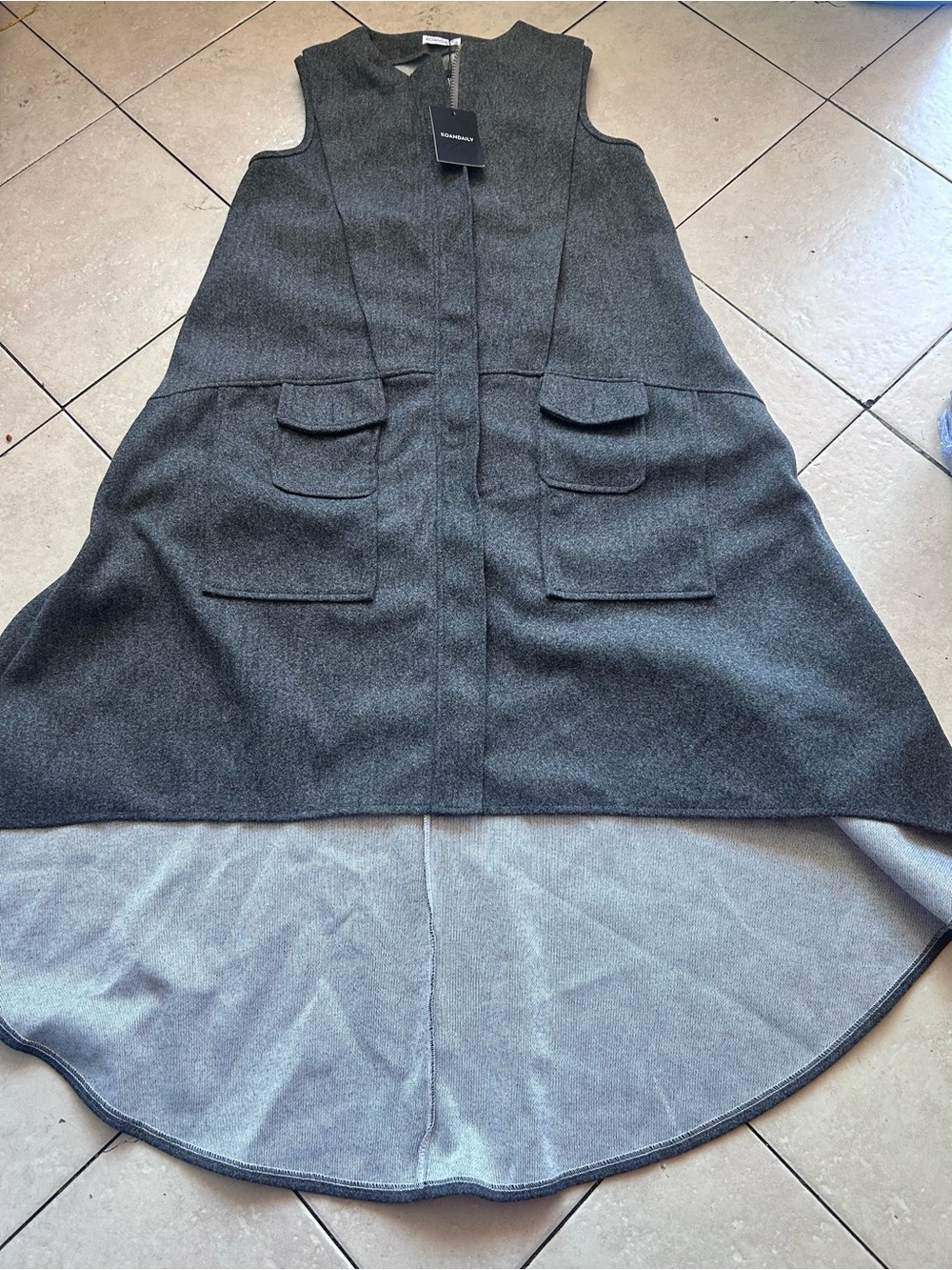 Sleeveless Long Wool-Blend Vest in Charcoal by COS